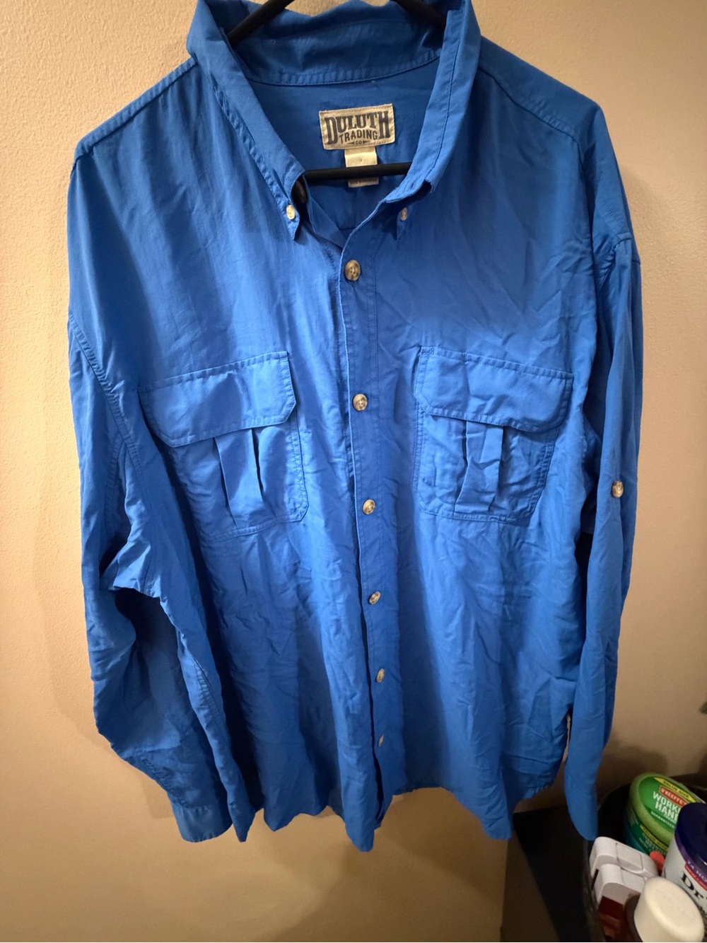 Duluth Trading Co Royal Blue Button-Down Work Shirt size 2XL